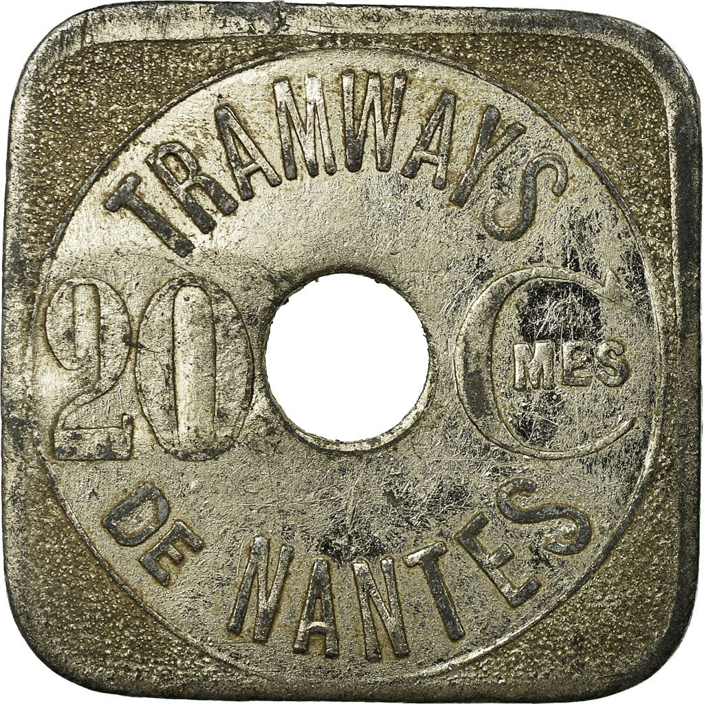 Coin, France, Compagnie des Tramways, Nantes, 20 Centimes, EF(40-45), Nickel