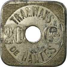 Coin, France, Compagnie des Tramways, Nantes, 20 Centimes, EF(40-45), Nickel