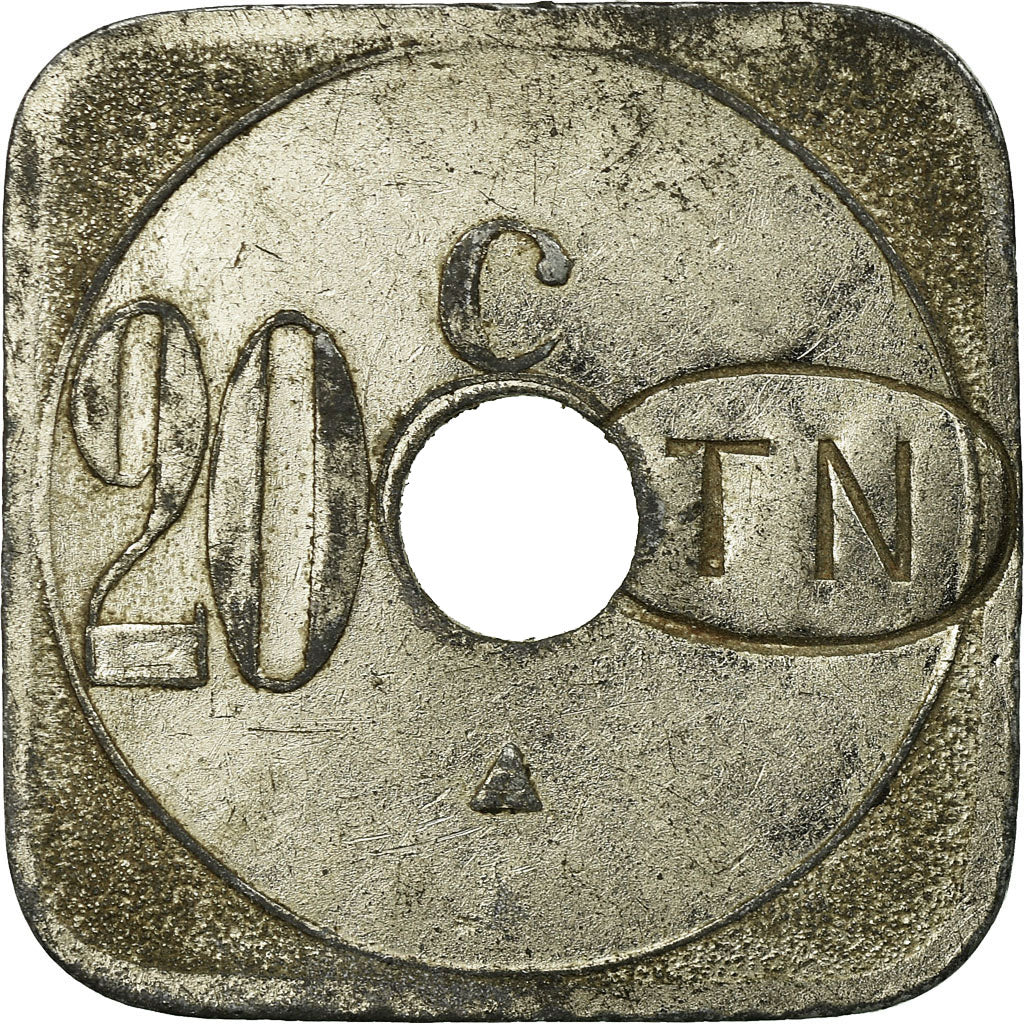 Coin, France, Compagnie des Tramways, Nantes, 20 Centimes, EF(40-45), Nickel