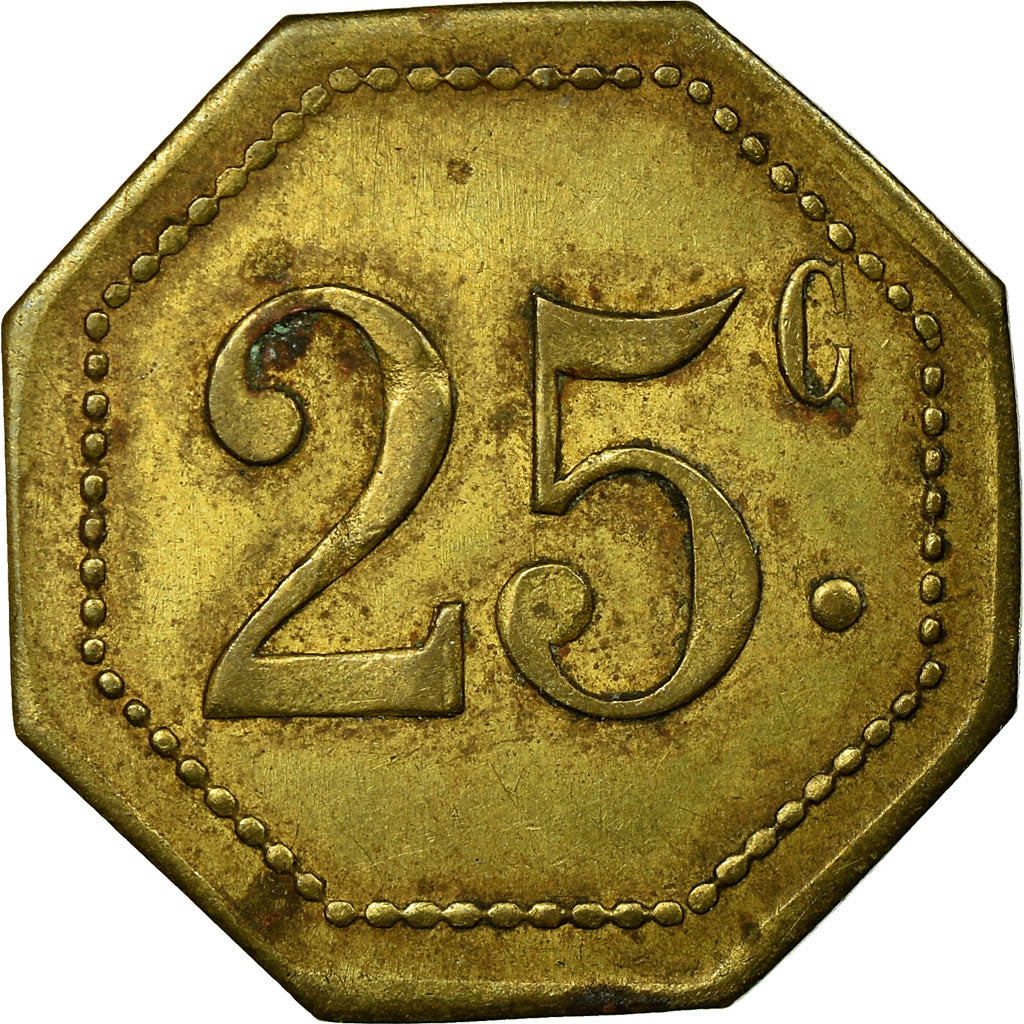 Moneta, Francia, Union des Commerçants, Montagnac, 25 Centimes, BB, Ottone