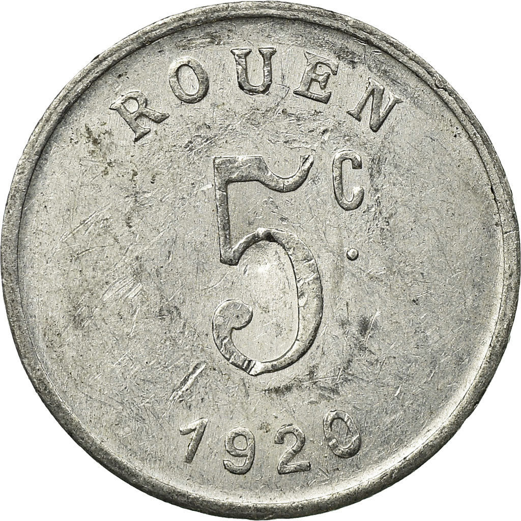 Coin, France, Ligue des Commerçants, Rouen, 5 Centimes, 1920, AU(50-53)