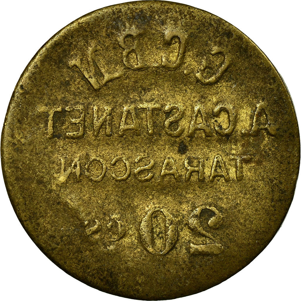 Coin, France, G.C.B.N, A. CASTANET, Tarascon, 20 Centimes, EF(40-45), Brass