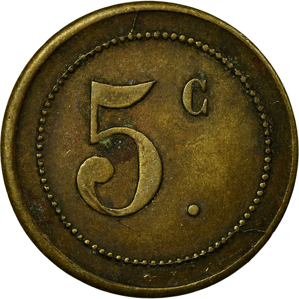 Coin, France, Coopérative, Bages, 5 Centimes, EF(40-45), Brass, Elie:10.1