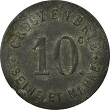 Coin, France, Crécy-en-Brie, Crécy-la-Chapelle, 10 Centimes, EF(40-45), Zinc