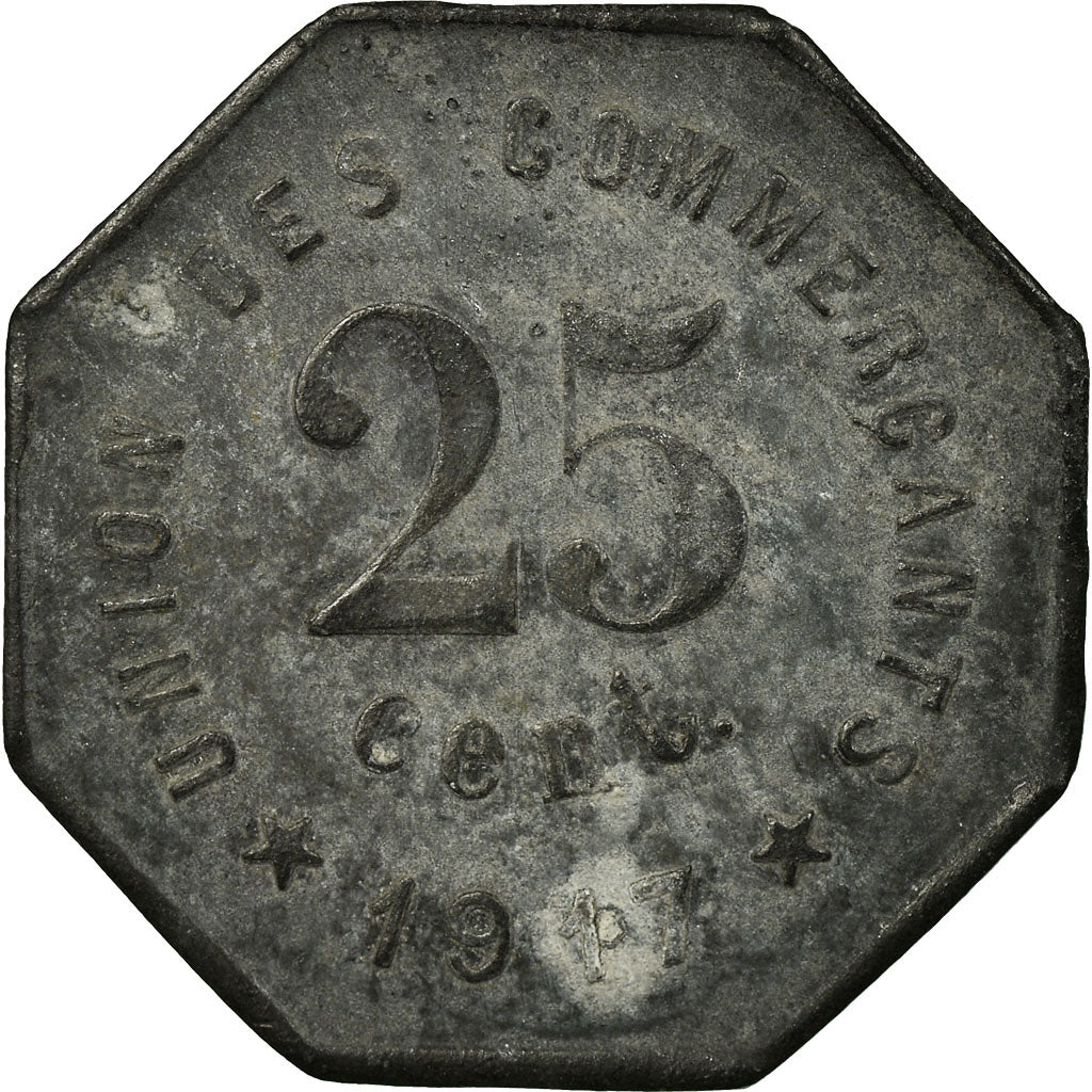 Coin, France, Union des Commerçants, Castelnaudary, 25 Centimes, 1917