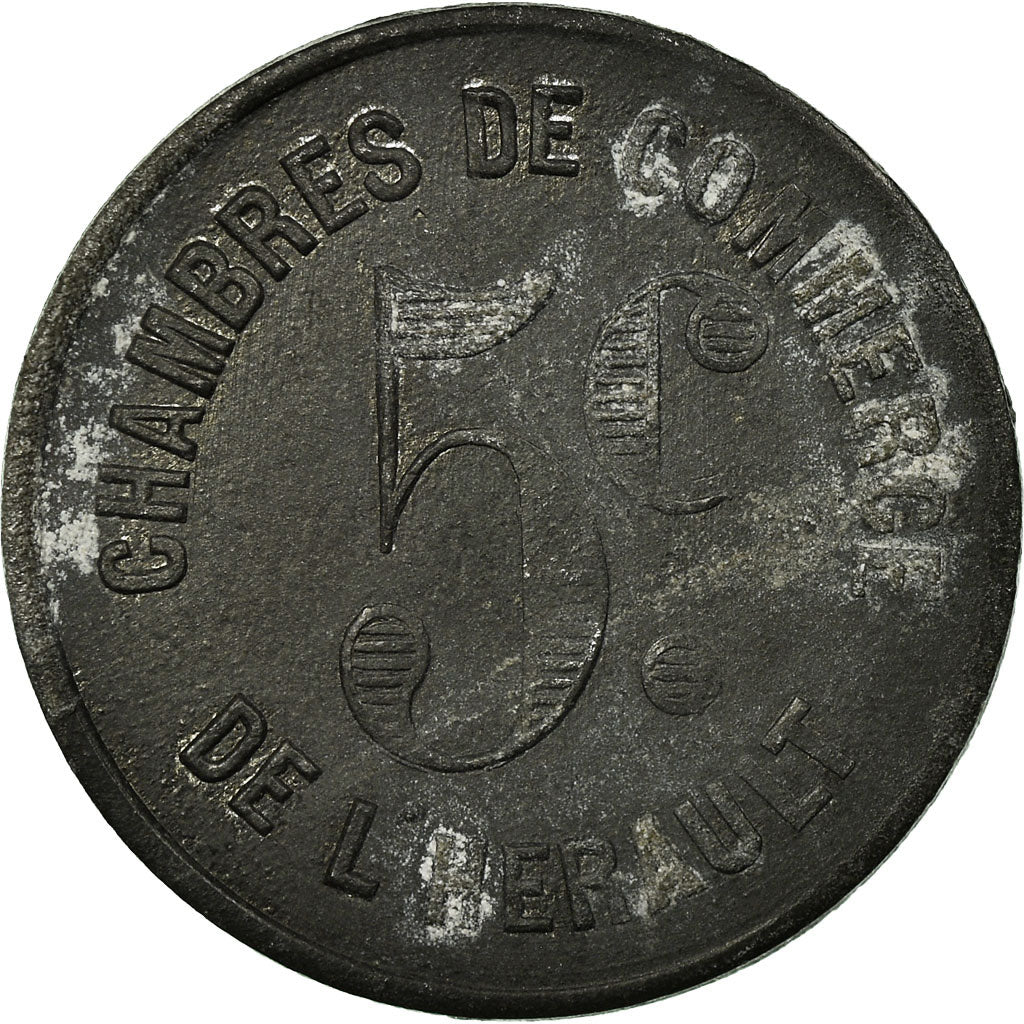 Moneta, Francia, Chambres de Commerce de l'Hérault, 5 Centimes, BB, Zinco