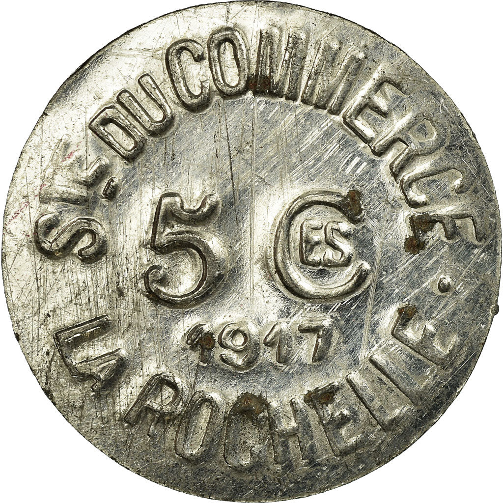Coin, France, Société du Commerce, La Rochelle, 5 Centimes, 1917, AU(50-53)
