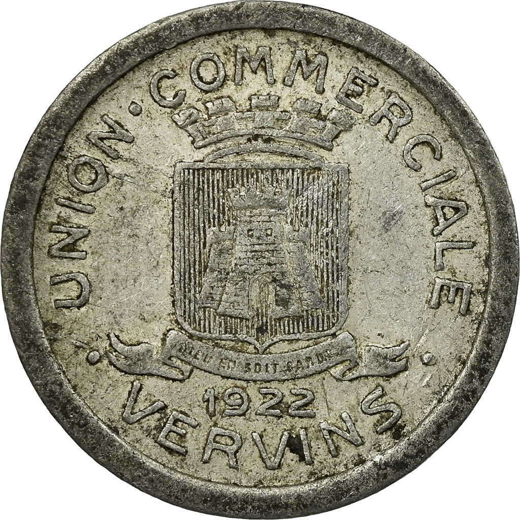 Coin, France, Union Commerciale, Vervins, 10 Centimes, 1922, EF(40-45)