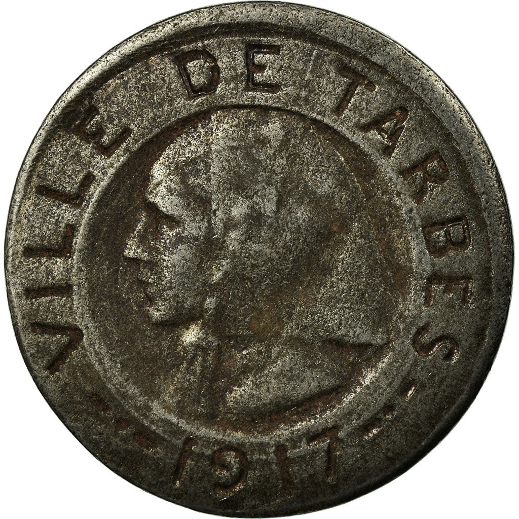 Coin, France, Ville de Tarbes, Tarbes, 10 Centimes, 1917, EF(40-45), Iron