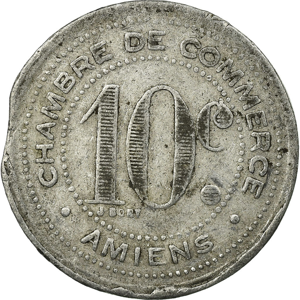 Moneta, Francja, Chambre de Commerce, Amiens, 10 Centimes, 1920, EF(40-45)
