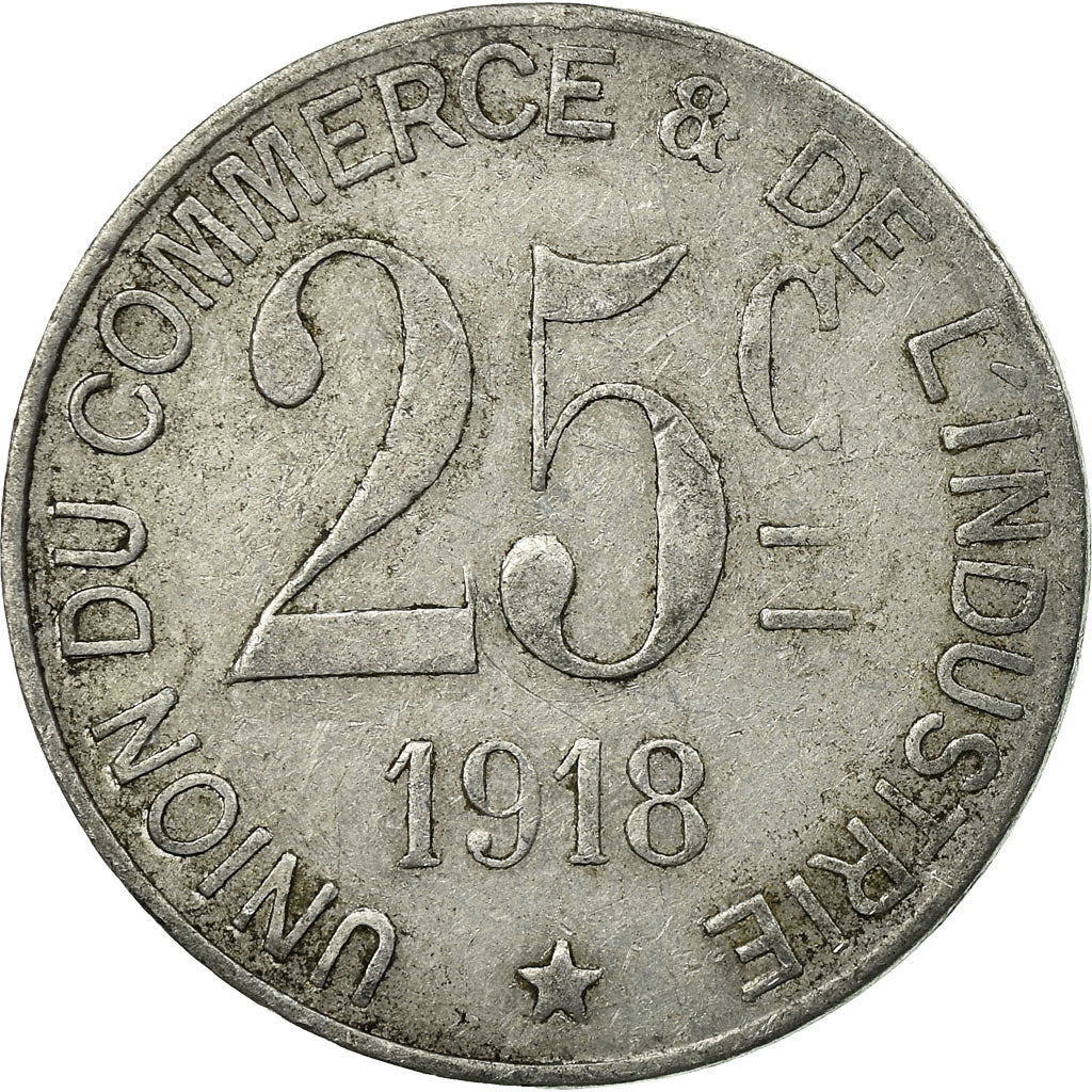 Coin, France, Union du Commerce et de l'Industrie, Poissy, 25 Centimes, 1918