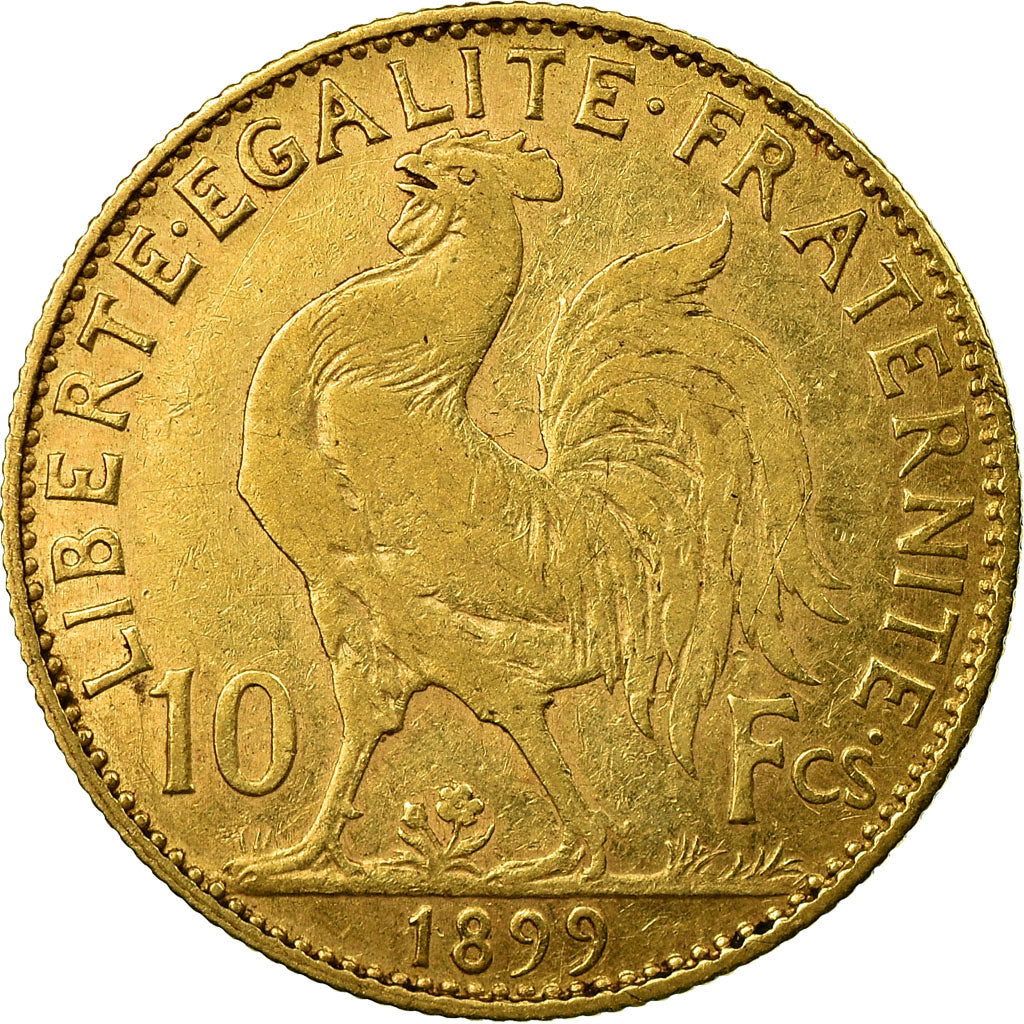 Moneda, Francia, Marianne, 10 Francs, 1899, Paris, MBC, Oro, KM:846
