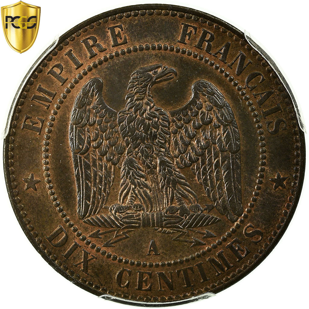 FRANCE, Napoleon III, 10 Centimes, 1855, Paris, PCGS MS64BN, KM 771.1