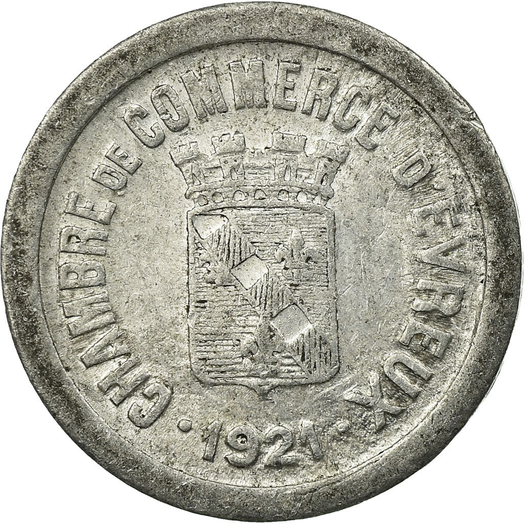 Moneta, Francja, Chambre de Commerce, Evreux, 5 Centimes, 1921, EF(40-45)