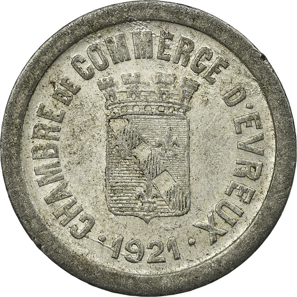 Moneta, Francia, Chambre de Commerce, Evreux, 5 Centimes, 1921, BB+, Alluminio