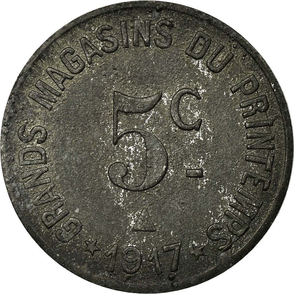 Moneta, Francia, Maison MILHAUD, Narbonne, 5 Centimes, 1917, BB+, Nickel plated