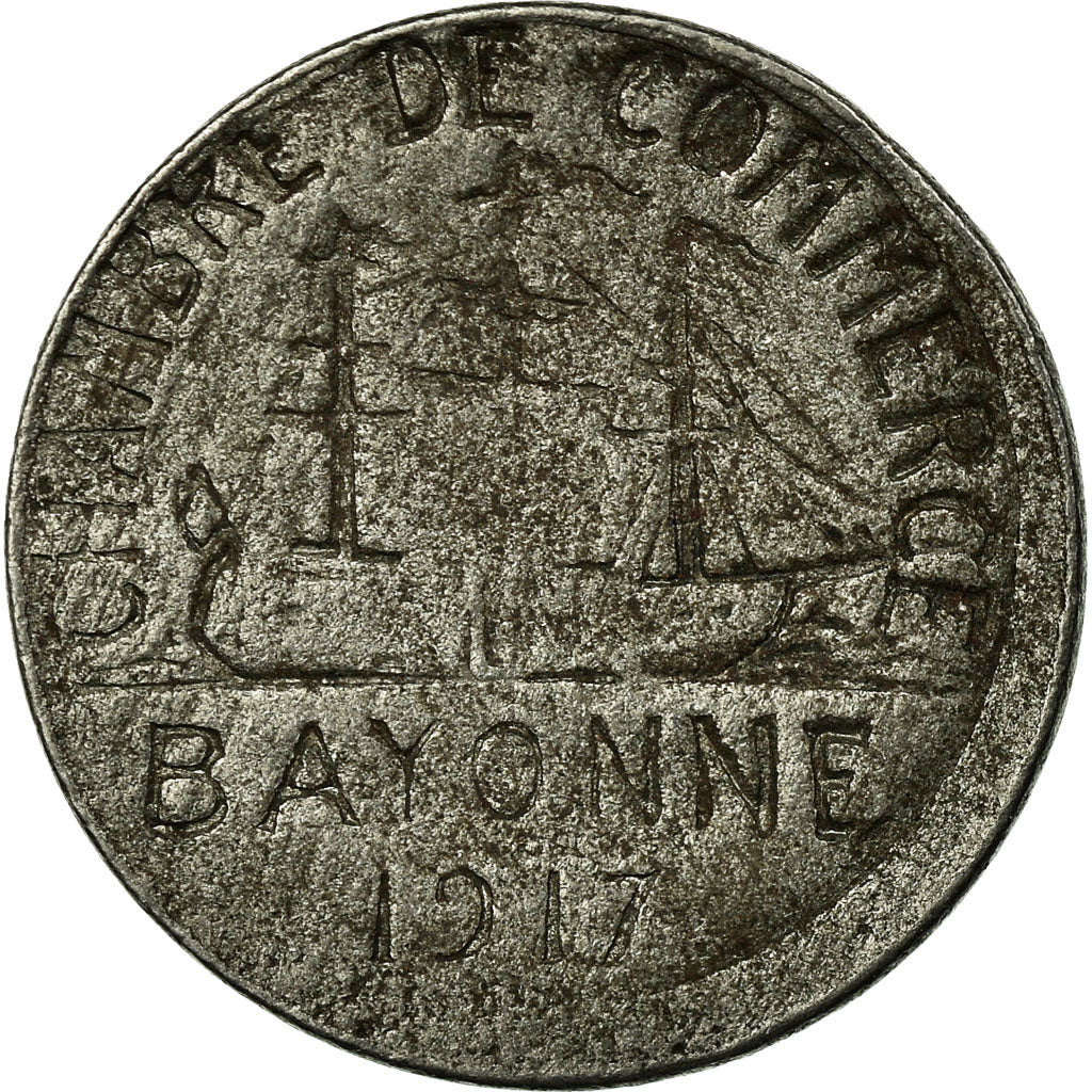 Moneta, Francia, Chambre de Commerce, Bayonne, 5 Centimes, 1917, MB+, Ferro