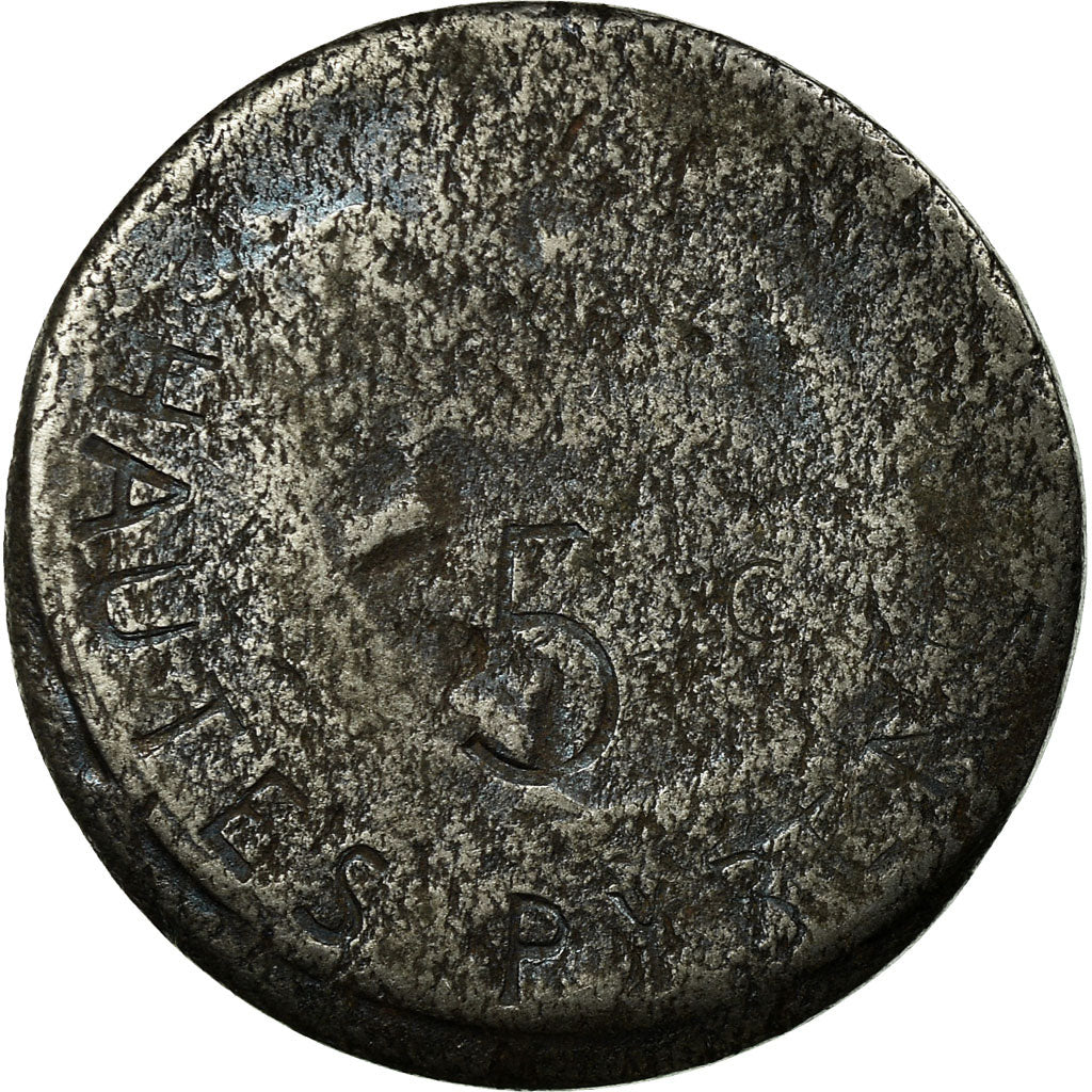 Coin, France, Ville de Tarbes, Tarbes, 5 Centimes, 1917, VF(30-35), Iron