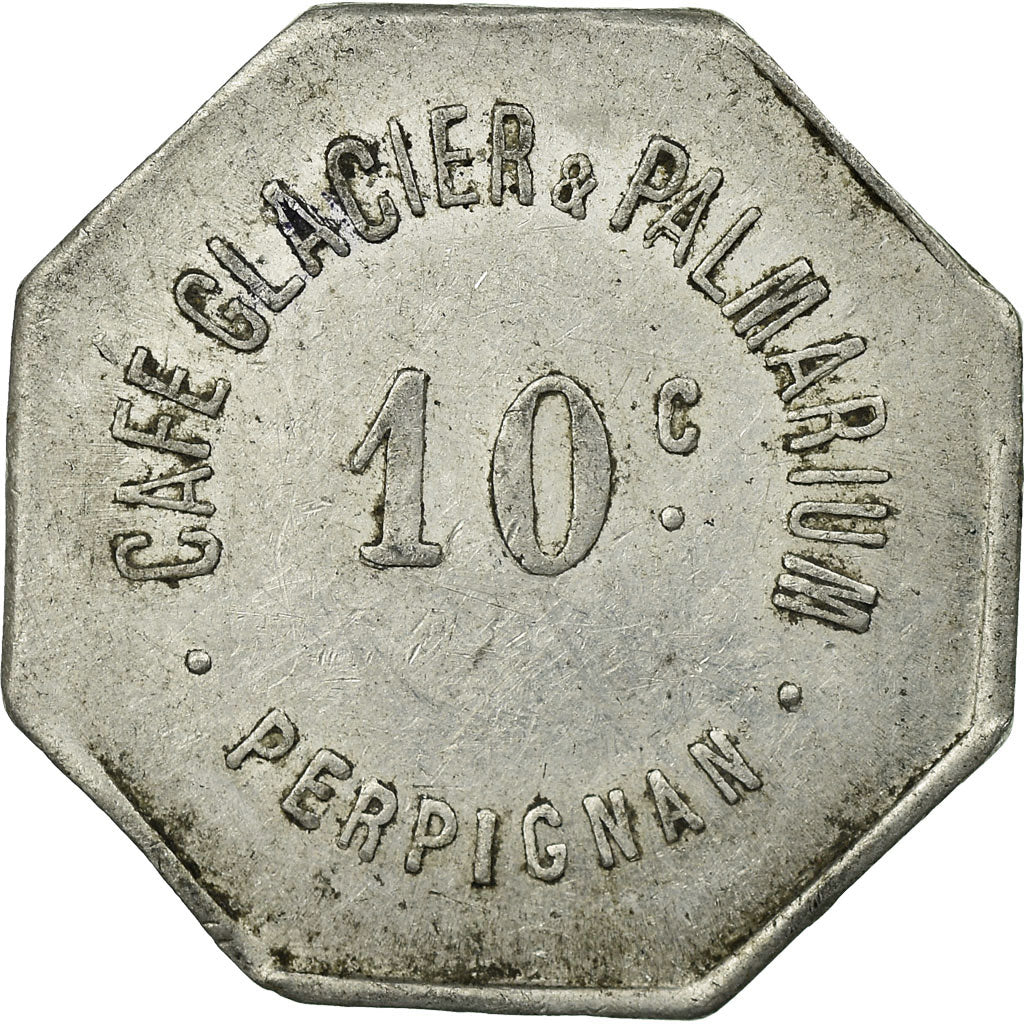 Coin, France, Café Glacier & Palmarium, Perpignan, 10 Centimes, EF(40-45)