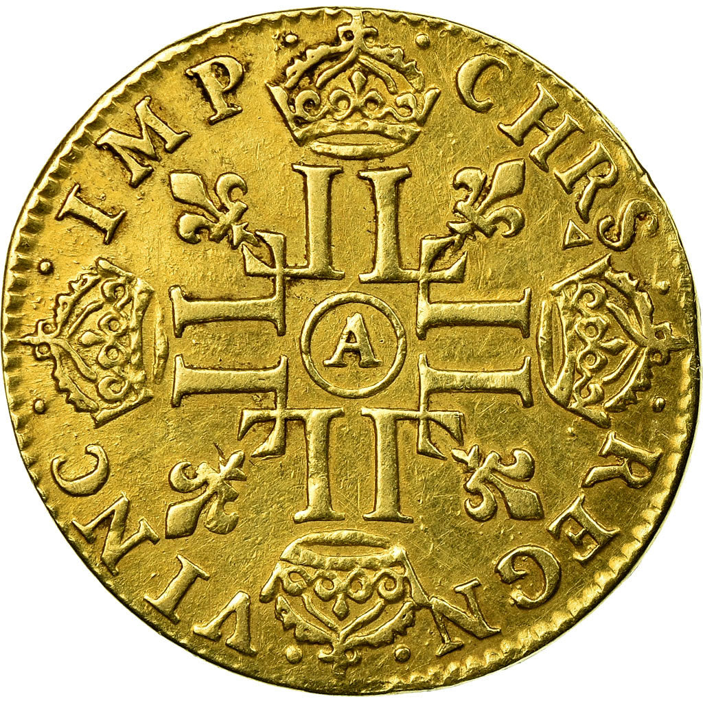 Moneta, Francia, Louis XIV, Louis d'or à la mèche longue, 1653, Paris, BB
