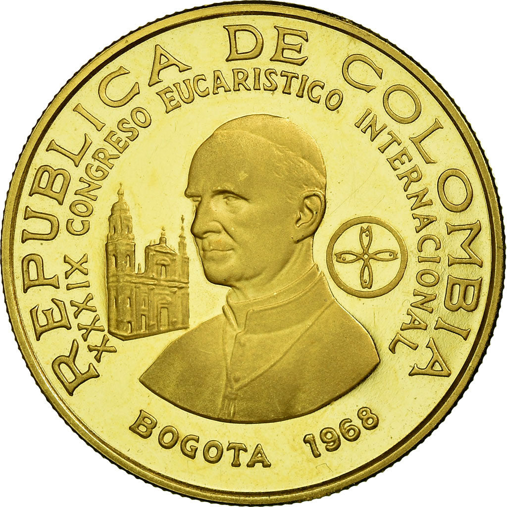 Coin, Colombia, 200 Pesos, 1968, MS(64), Gold, KM:232