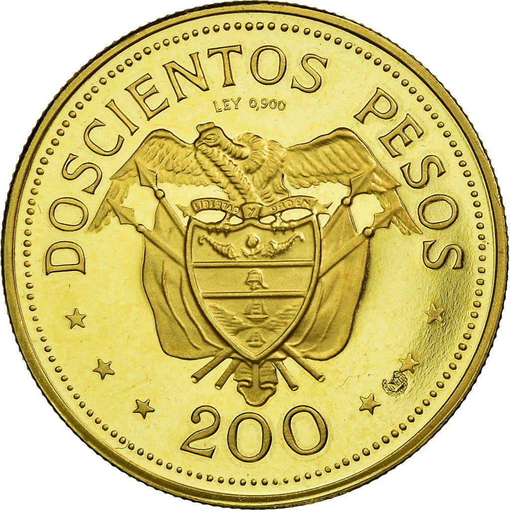 Coin, Colombia, 200 Pesos, 1968, MS(64), Gold, KM:232