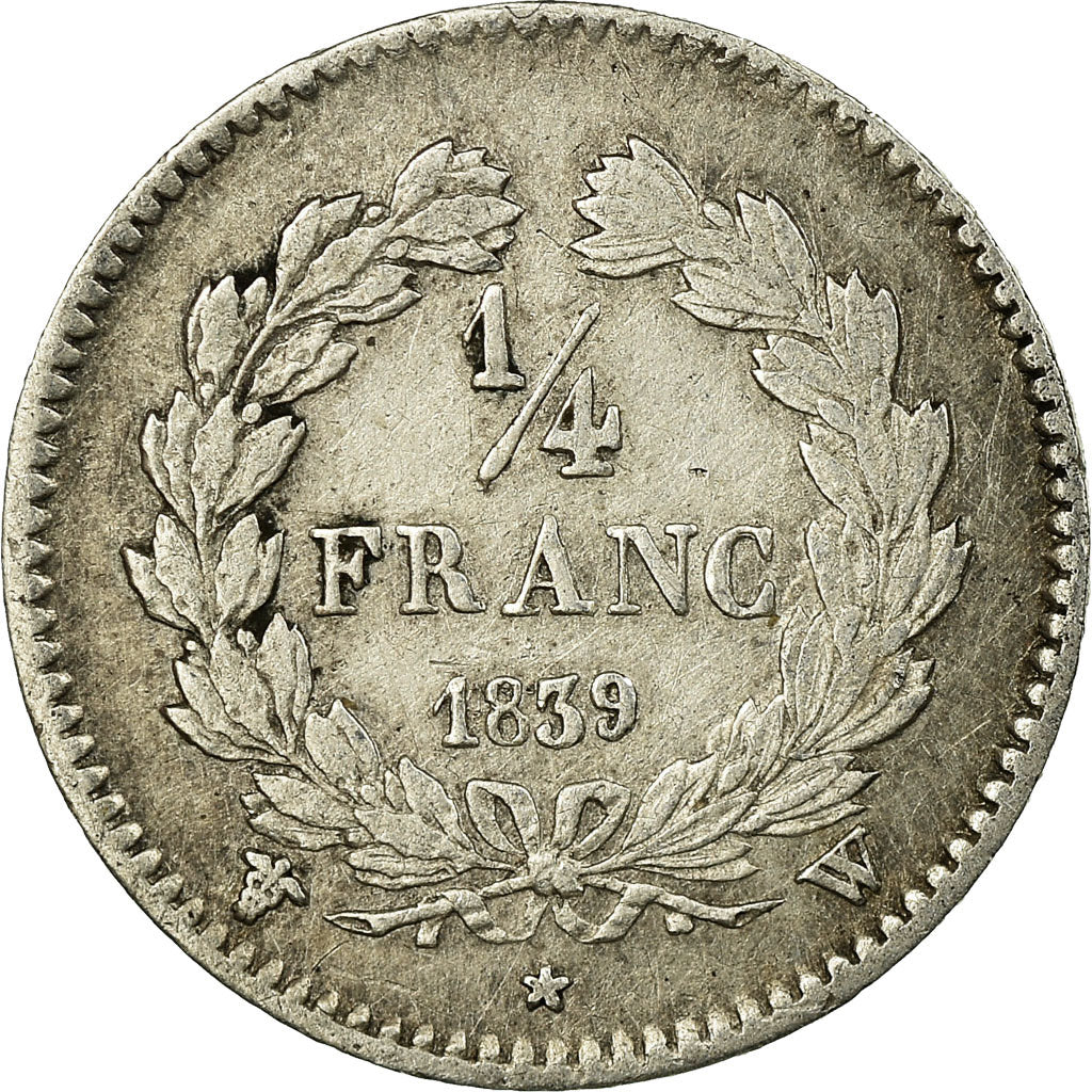 Münze, Frankreich, Louis-Philippe, 1/4 Franc, 1839, Lille, SS, Silber