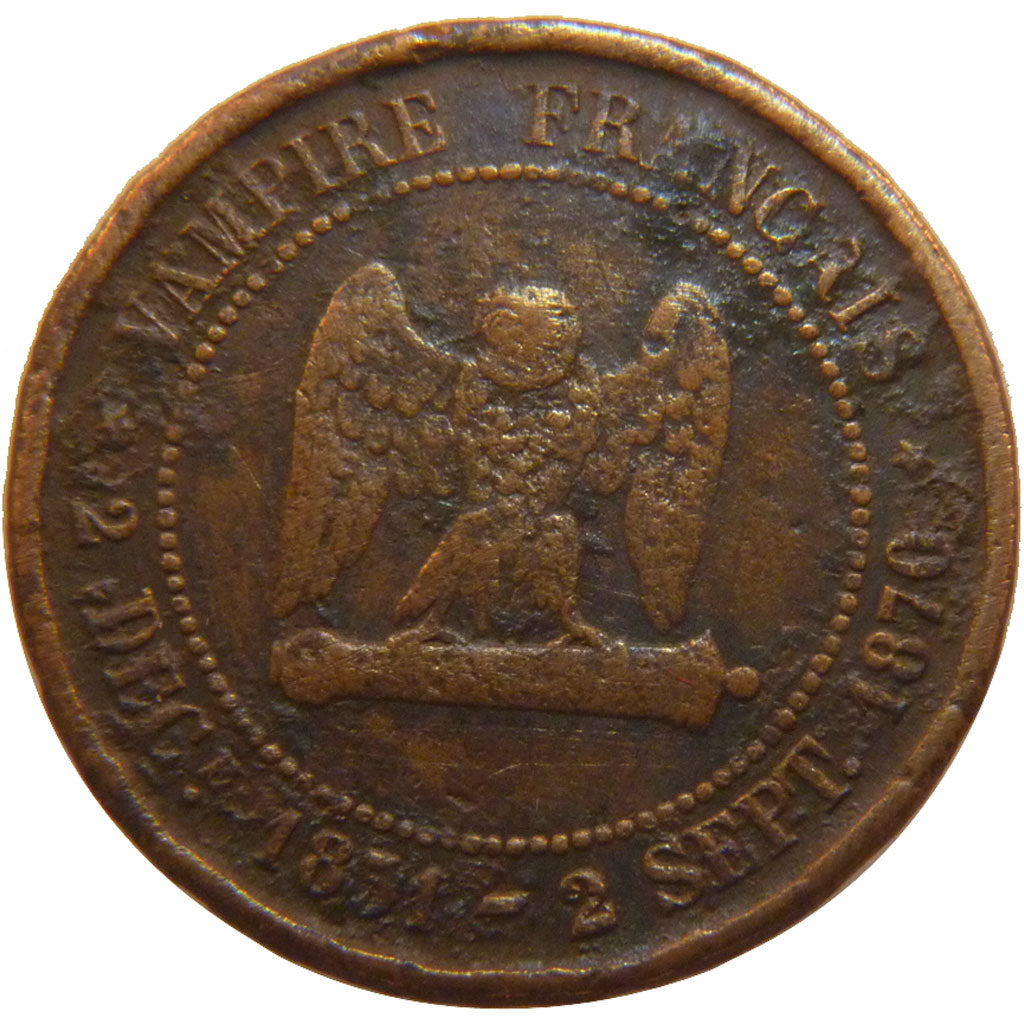 FRANCE, 5 Centimes, 1870, VF(30-35), Bronze, 6.90