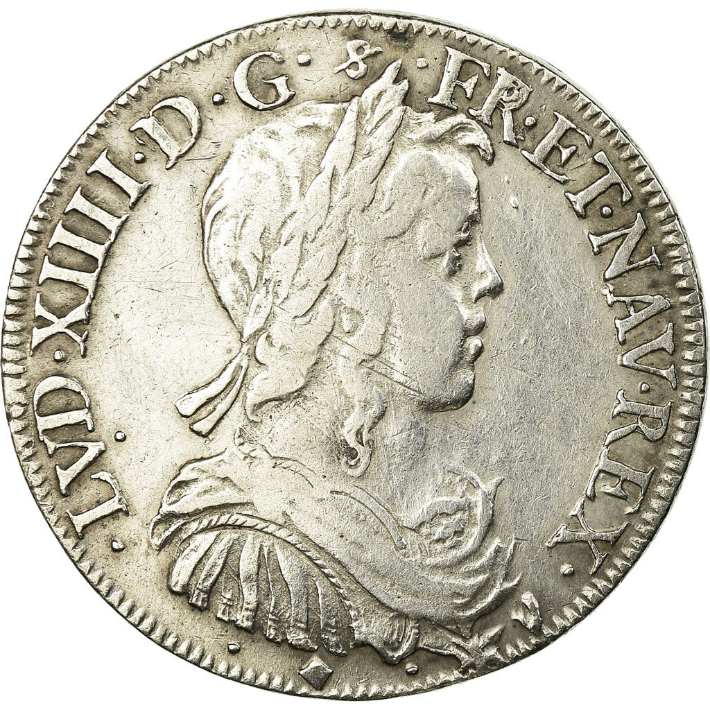 Munten, Frankrijk, Louis XIV, 1/2 Écu à la mèche longue, 1653, Lyon, FR+