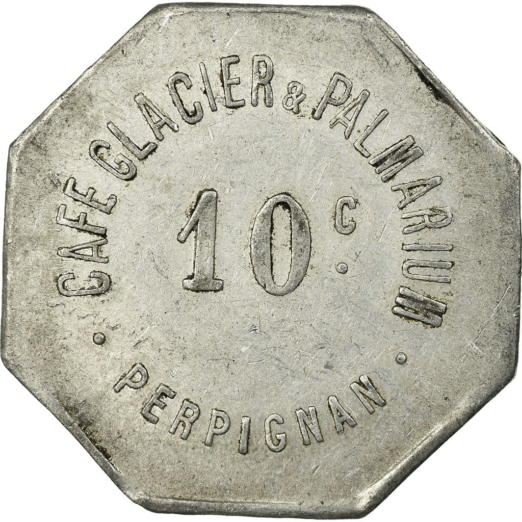 Coin, France, Café Glacier & Palmarium, Perpignan, 10 Centimes, EF(40-45)
