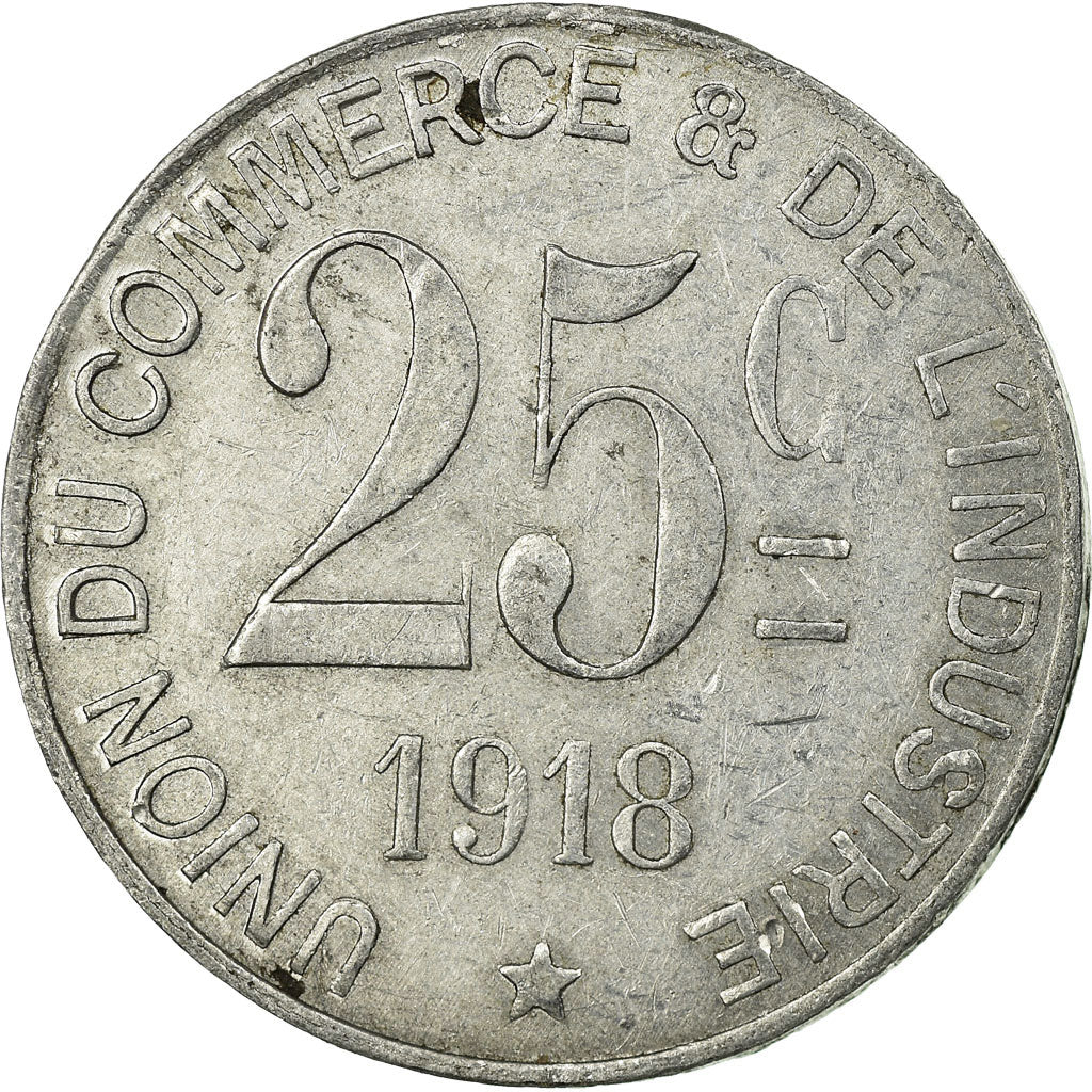 Moneta, Francia, Union du Commerce et de l'Industrie, Poissy, 25 Centimes, 1918