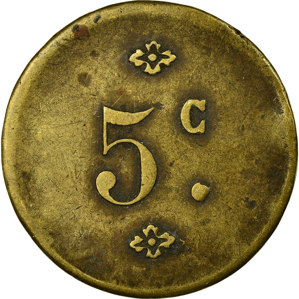Coin, France, Union des Commerçants, Montagnac, 5 Centimes, EF(40-45), Brass