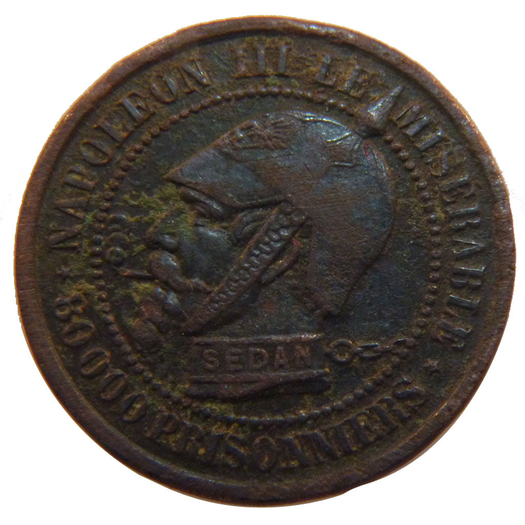 FRANCE, 5 Centimes, 1870, EF(40-45), Bronze, 7.50