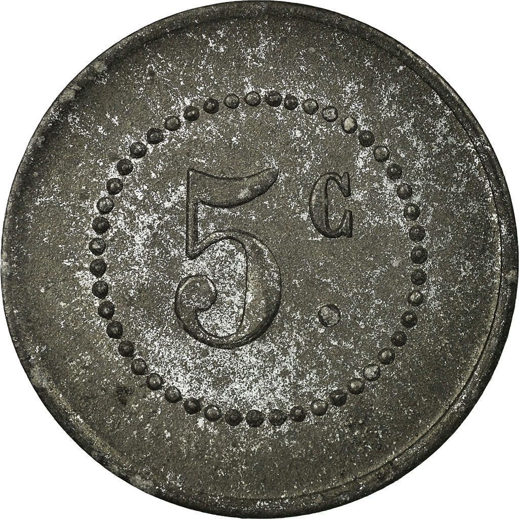 Moneta, Francia, La Populaire, Lespignan, 5 Centimes, BB+, Zinco, Elie:15.1