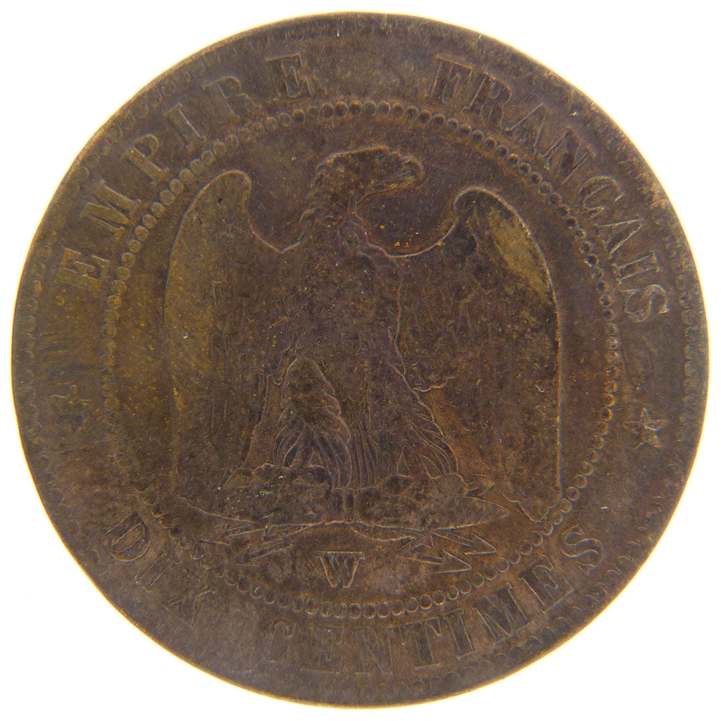 FRANCE, 10 Centimes, 1870, EF(40-45), Bronze, 10.00