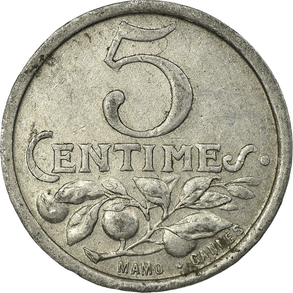 Moneta, Francja, Chambre de Commerce, Nice, 5 Centimes, 1922, EF(40-45)