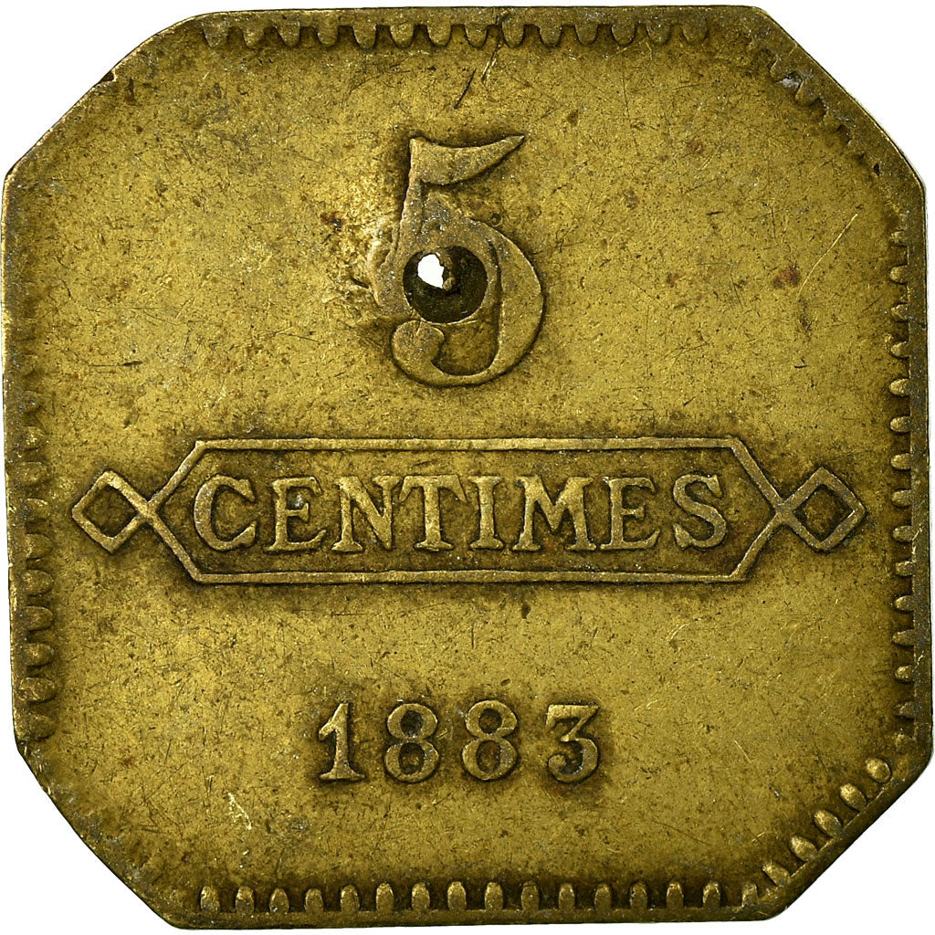 Moneda, Francia, Aciéries de Longwy, Hôtel Economat, Longwy, 5 Centimes, 1883