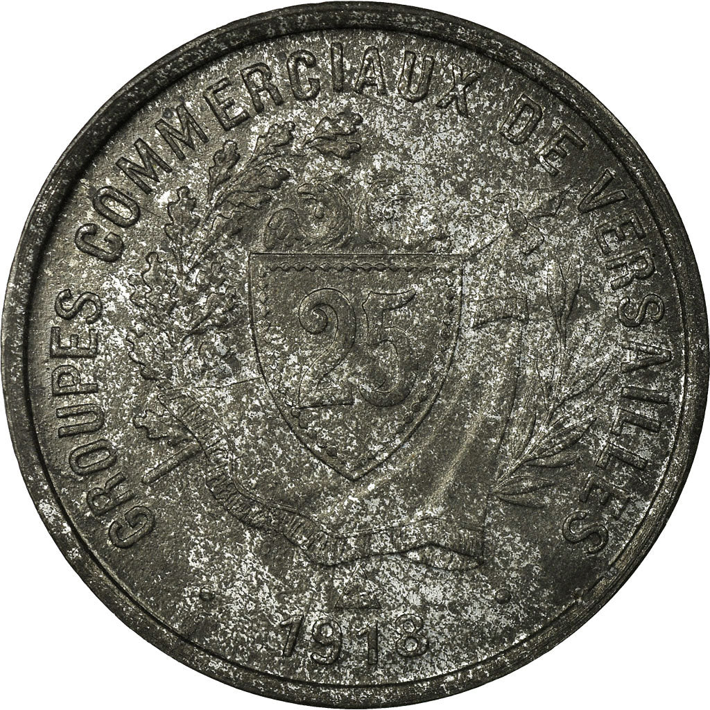 Moneta, Francja, Groupes Commerciaux, Versailles, 25 Centimes, 1918, AU(50-53)