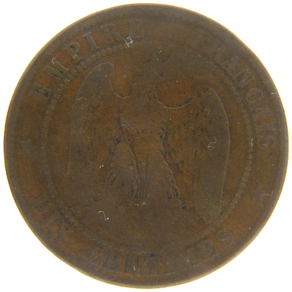 FRANCE, 10 Centimes, 1870, VF(30-35), Bronze, 10.00