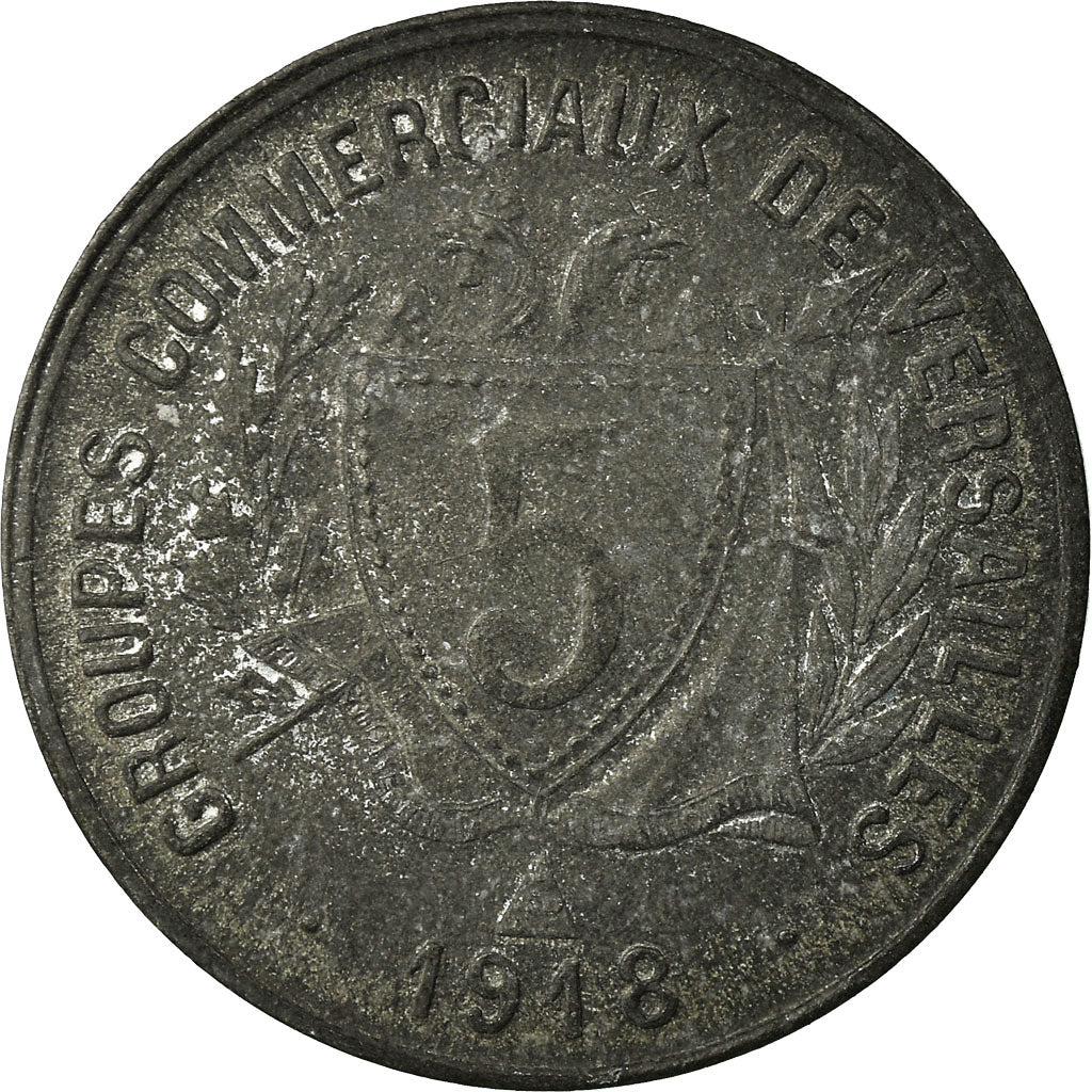 Coin, France, Groupes Commerciaux, Versailles, 5 Centimes, 1918, EF(40-45)