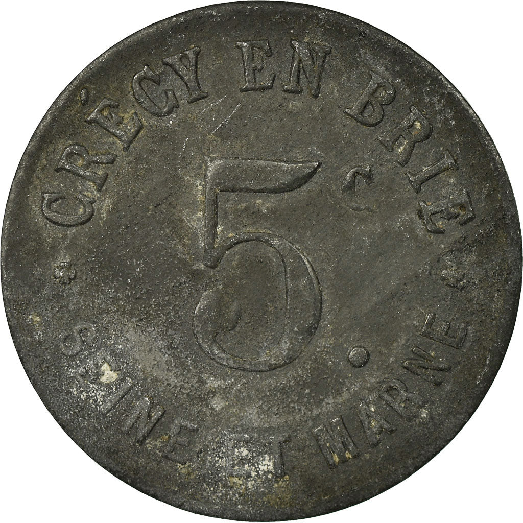 Münze, Frankreich, Crécy-en-Brie, Crécy-la-Chapelle, 5 Centimes, SS, Zinc