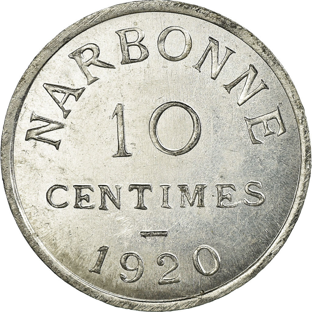Coin, France, Chambre de Commerce, Narbonne, 10 Centimes, 1920, MS(60-62)