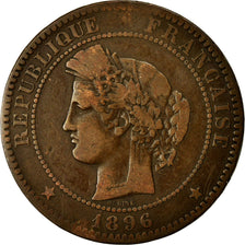Moneda, Francia, Cérès, 10 Centimes, 1896, Paris, BC+, Bronce, KM:815.1