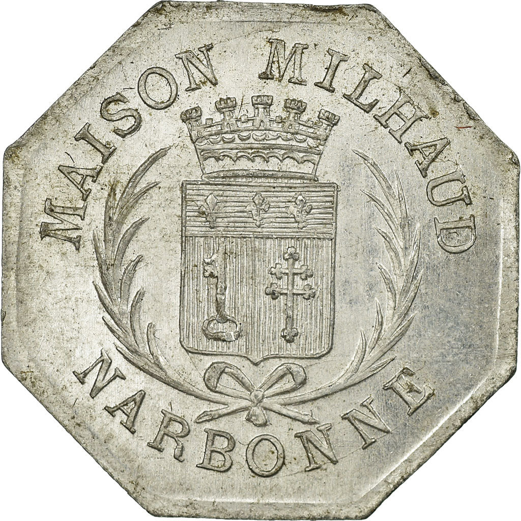 Coin, France, Maison MILHAUD, Narbonne, 10 Centimes, 1917, MS(60-62), Aluminium