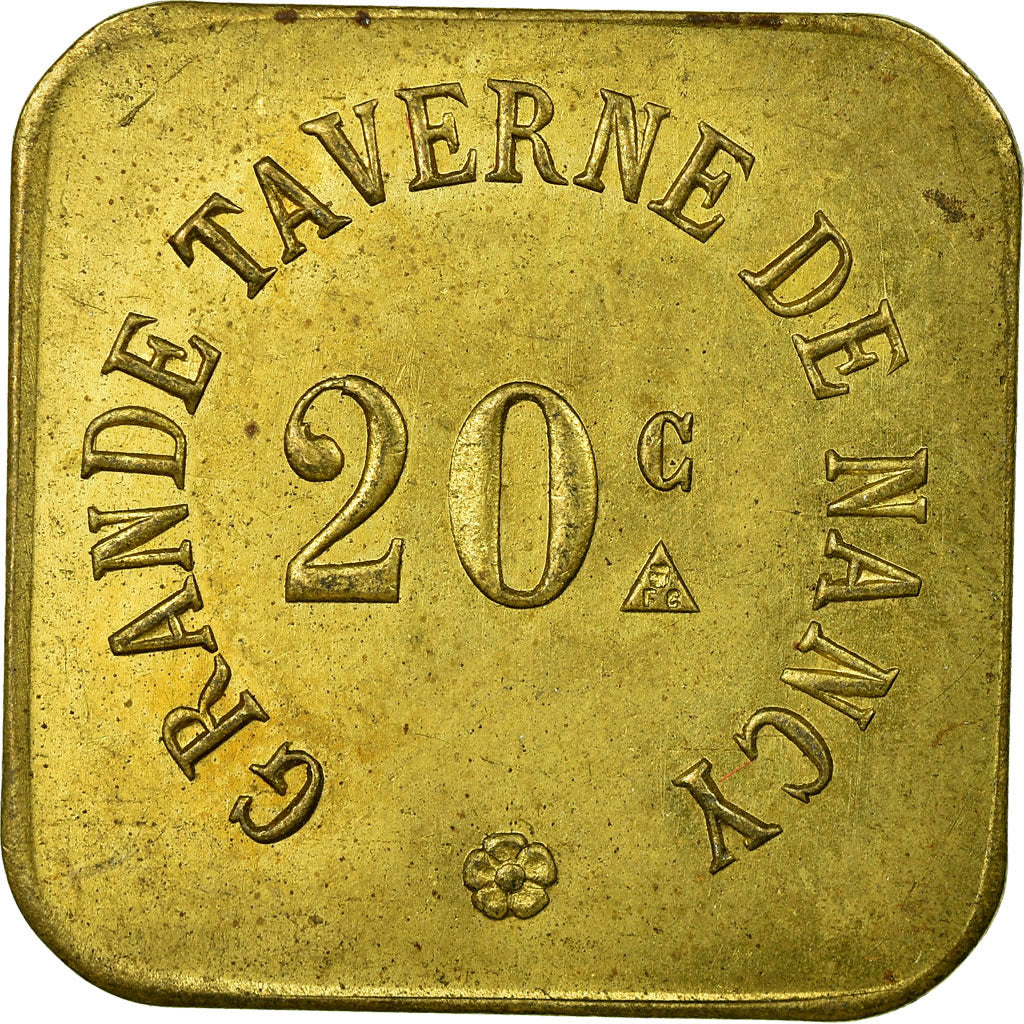 Moneta, Francja, Grande Taverne, Nancy, 20 Centimes, Undated, AU(55-58)