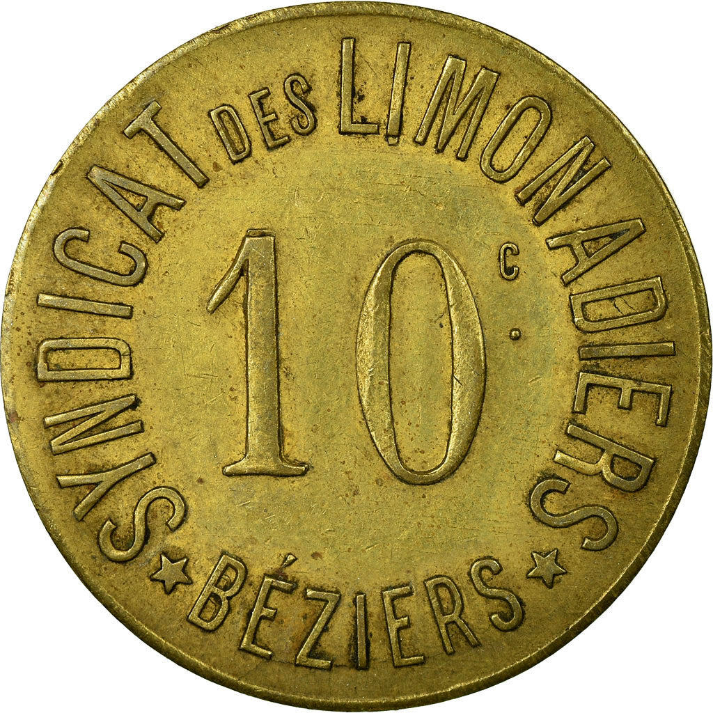 Moneta, Francja, Syndicat des Limonadiers, Béziers, 10 Centimes, Undated