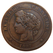 FRANCE, Cérès, 10 Centimes, 1897, Paris, KM #815.1, VF(30-35), Bronze, Gadoury #