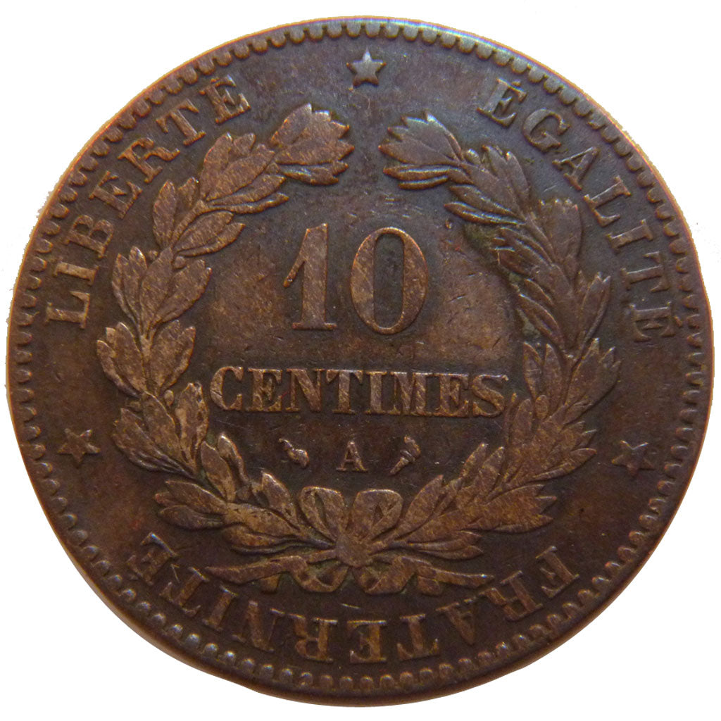 FRANCE, Cérès, 10 Centimes, 1897, Paris, KM #815.1, VF(30-35), Bronze, Gadoury #