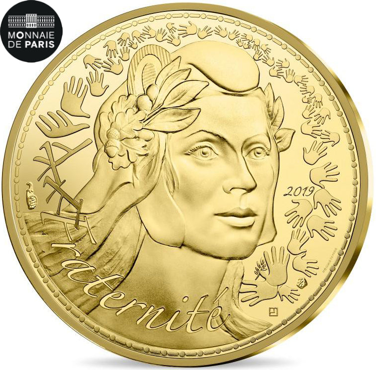 France, Monnaie de Paris, 250 Euro, Marianne, Fraternité, 2019, MS(65-70), Gold