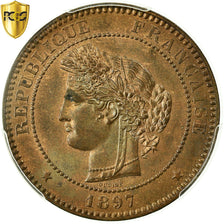 France, 10 Centimes, Cérès, 1897, Paris, Torche, Bronze, PCGS, SPL+